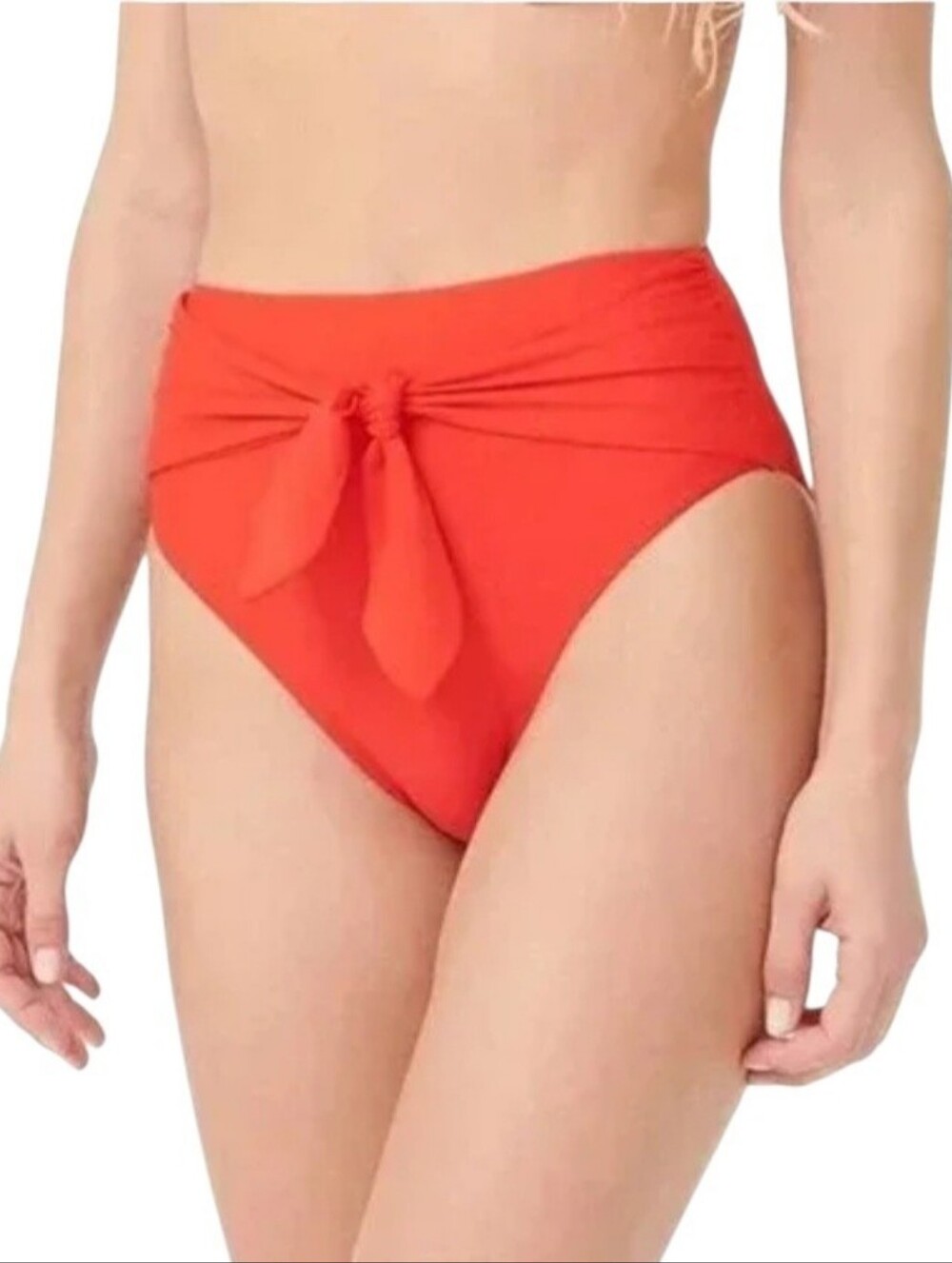 J. Crew Red Bikini Bottom with Front Tie Size XL NWT High-Rise Midcut Leg